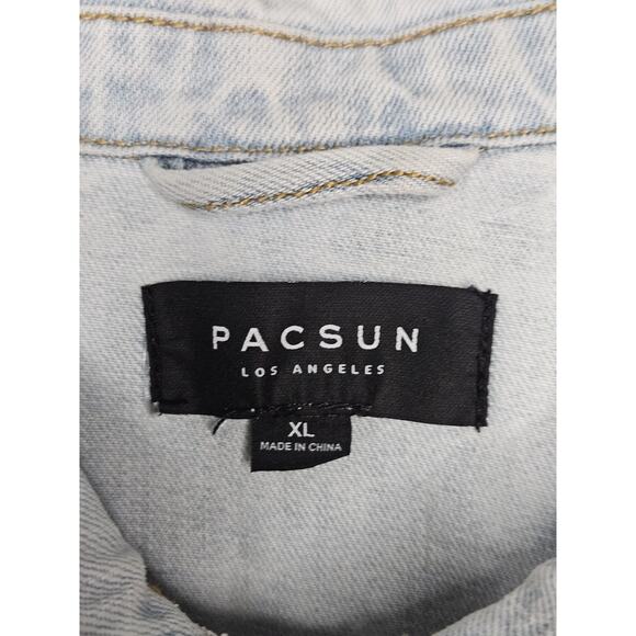 Pacsun Women's Denim Jean Jacket Light Wash Trucker Jacket Button Down Sz XL - Picture 3 of 5